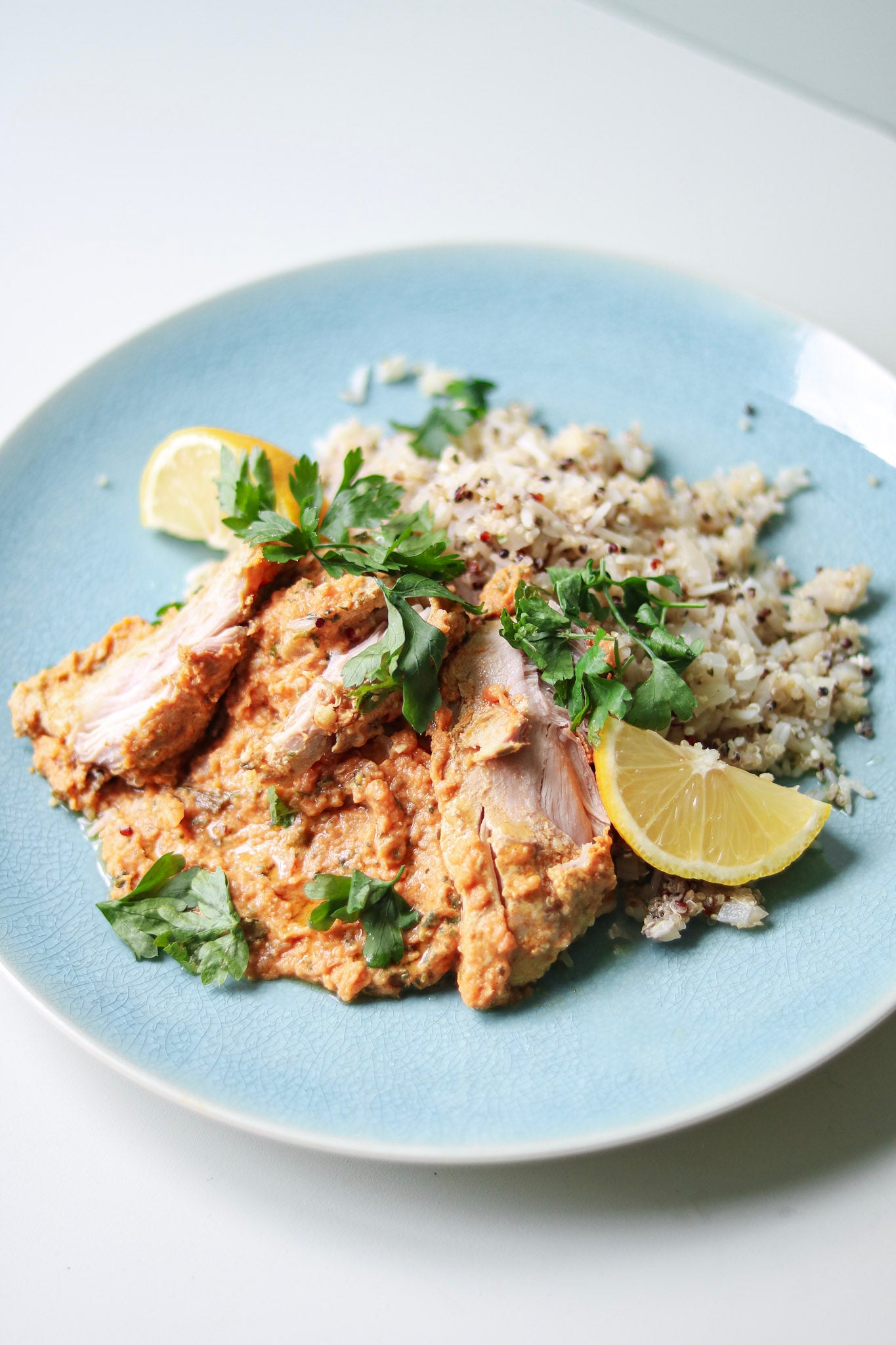 Vega butter chicken met zadenrijst