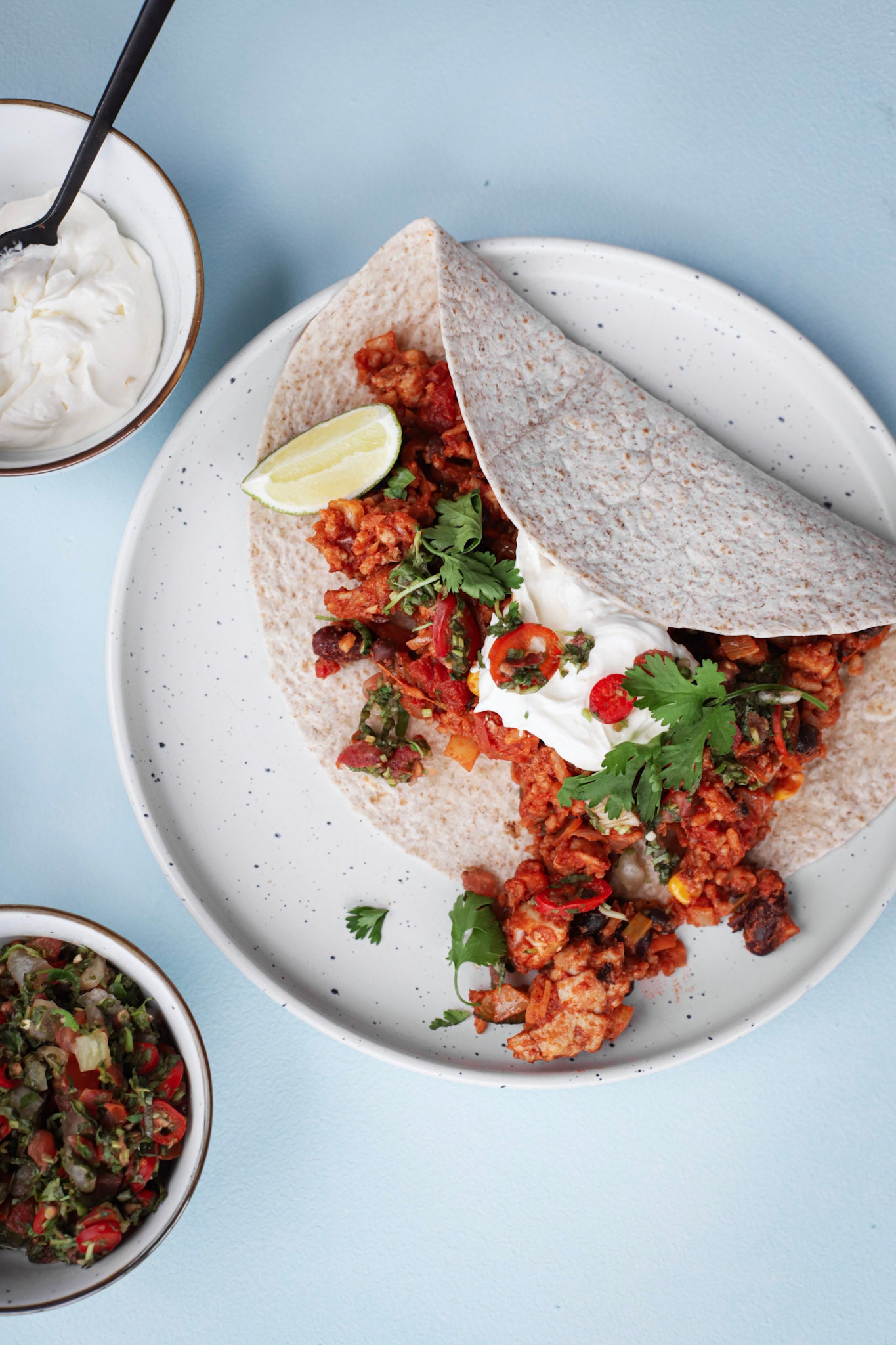 Mexicaanse burrito met kipgehakt