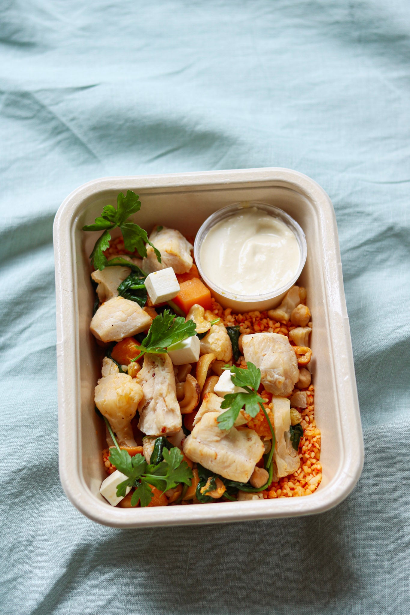 Hummus couscous grain bowl kip