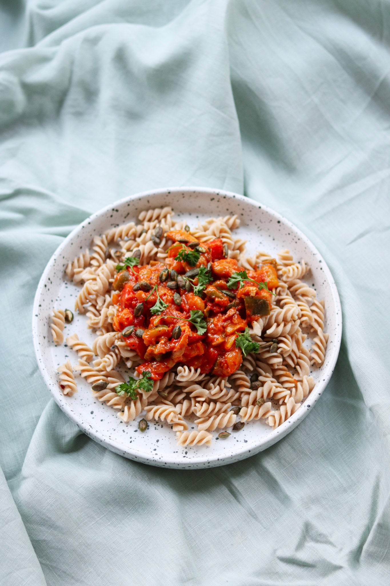 Geroosterde pompoen pasta vega