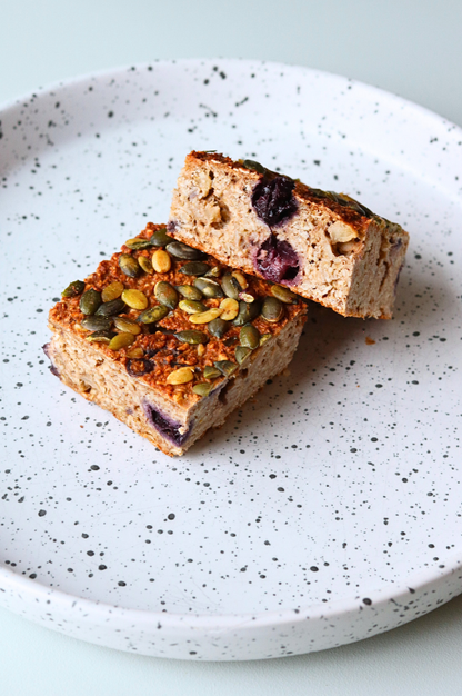 Baked oats appel & blauwe bes