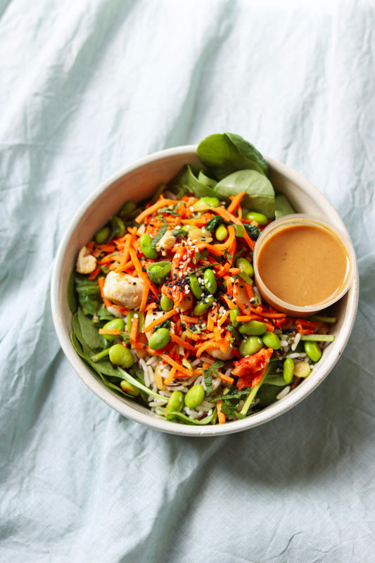Kimchi wild rice grain bowl chicken
