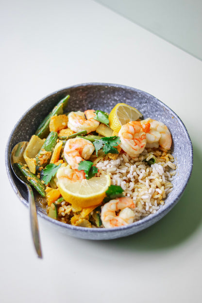 Maleisische curry met gamba’s en rijst
