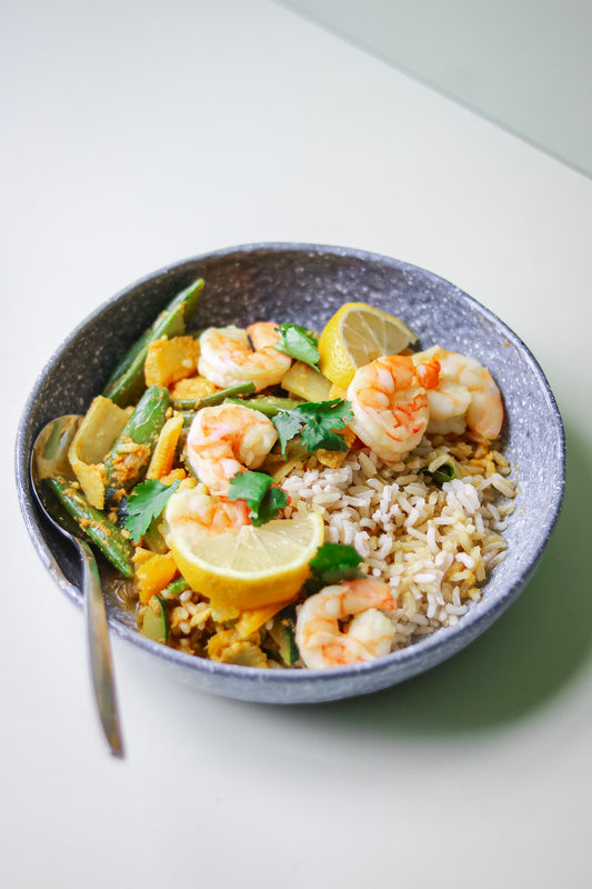 Maleisische curry met gamba’s en rijst