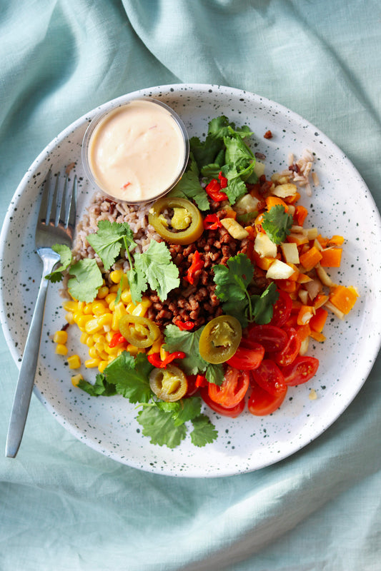 Mexicaanse bowl vegangehakt