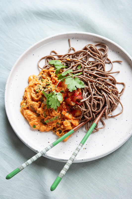 Zoete aardappel curry sobanoedels