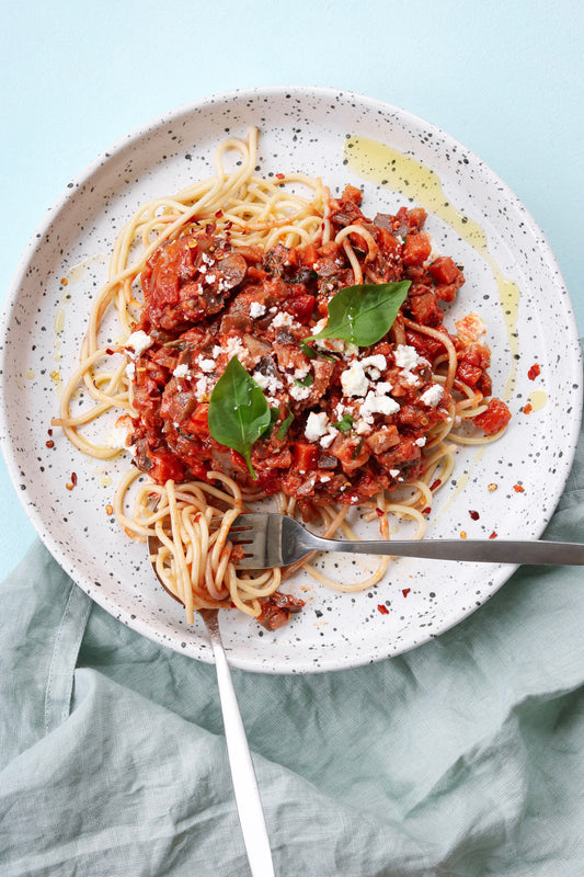 Spaghetti norma aubergine