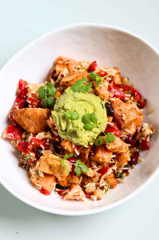 Fajita kip grain bowl