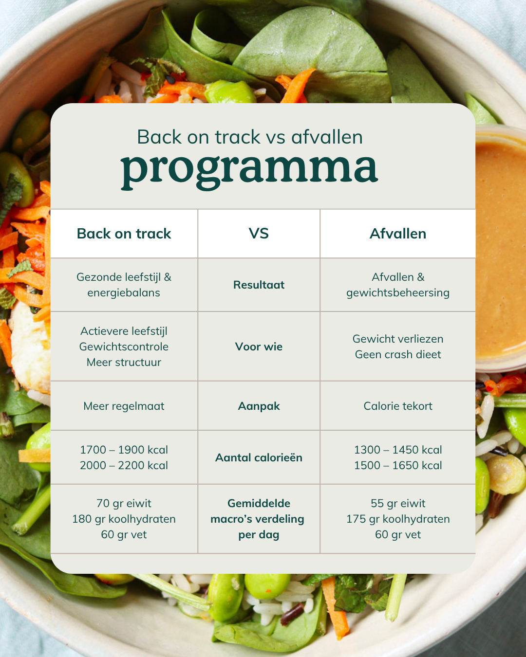 Back on track maaltijdplan