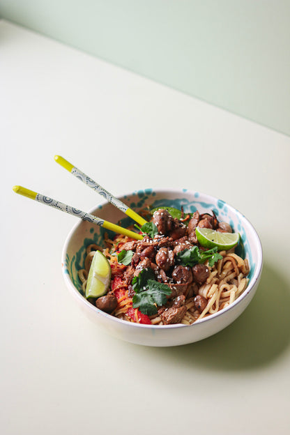 Miso "beef" met noedels