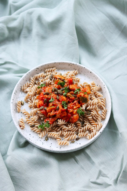 Geroosterde pompoen pasta vega